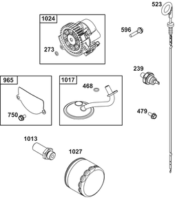 Lubrication Group Diagram and Parts List for 540477-2224-01 400000 - 699999 Briggs and Stratton Engine